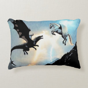 Battle Of The Dragon and Pegasus Accent Pillow