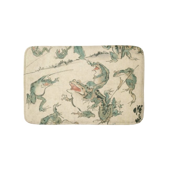 Battle Of The Frogs - Kawanabe Kyosai Bath Mat (Front)