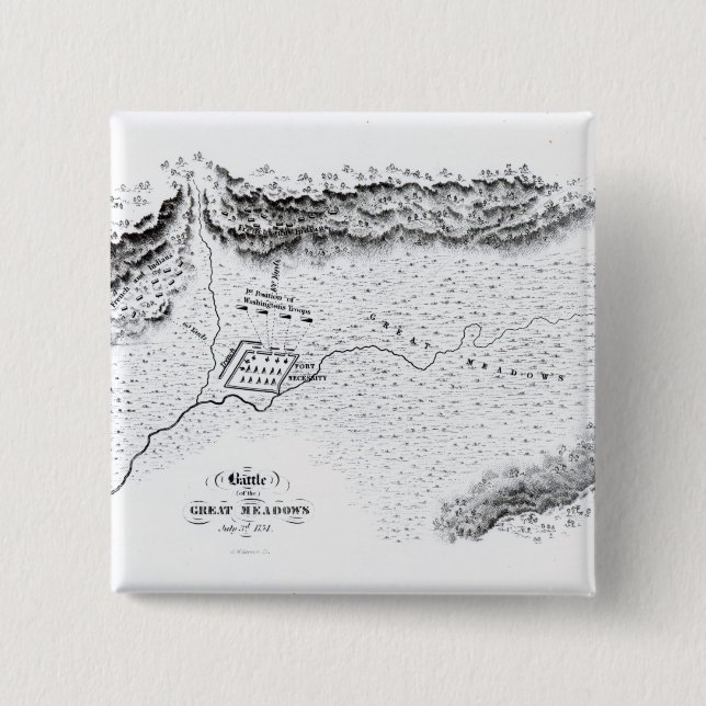 Battle of the Great Meadows, July 3rd 1754 2 Inch Square Button (Front)