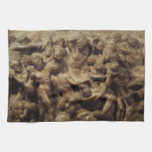 Battle of the Lapiths and Centaurs by Michelangelo Kitchen Towel