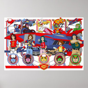 Battle of the Planets Gatchman  G force vintage co Poster