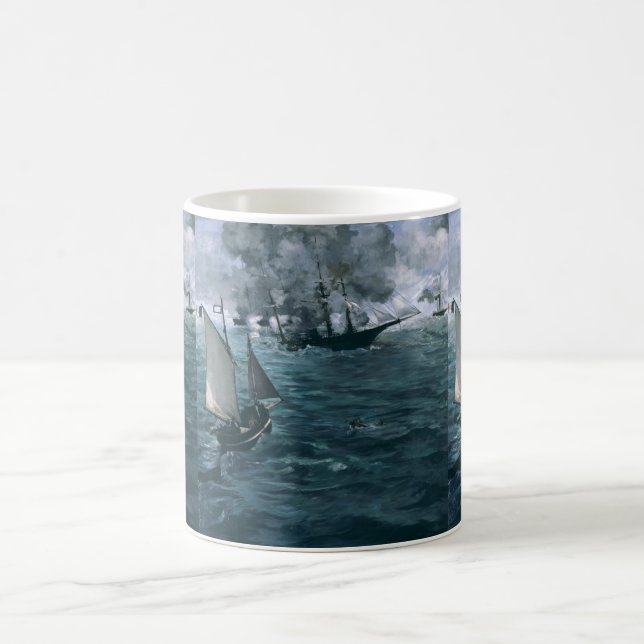 Battle of USS Kearsarge and CSS Alabama Manet Coffee Mug (Center)