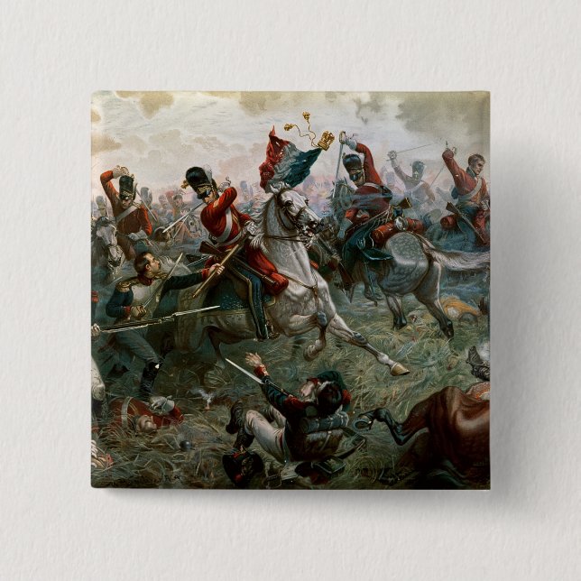 Battle of Waterloo, 18th June 1815, 1898 (colour l 2 Inch Square Button (Front)