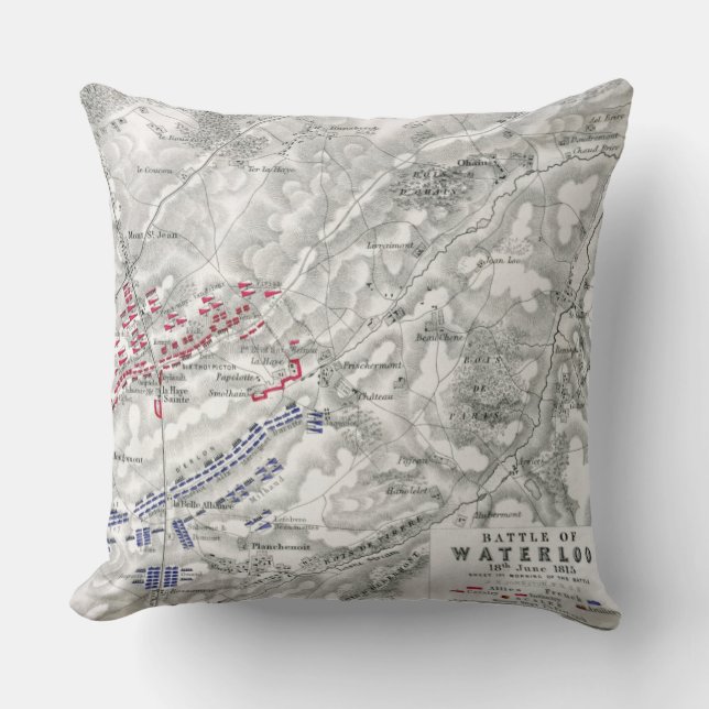 Battle of Waterloo, 18th June 1815, Sheet 1st (eng Throw Pillow (Front)