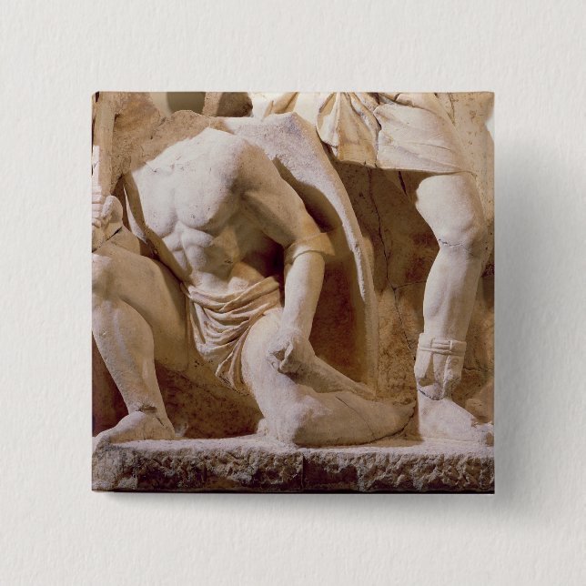 Battle scene, c.169 2 inch square button (Front)