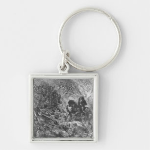 Battle scene, illustration from 'Orlando Furioso' Keychain