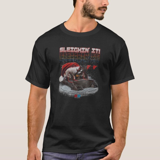Battlebots Christmas Robot Gruff Sleighin' It Word T-Shirt (Front)