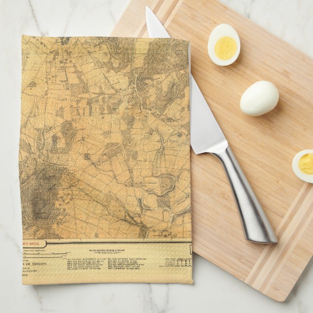Battlefield of Gettysburg Map by John Bachelder Kitchen Towel (Quarter Fold)
