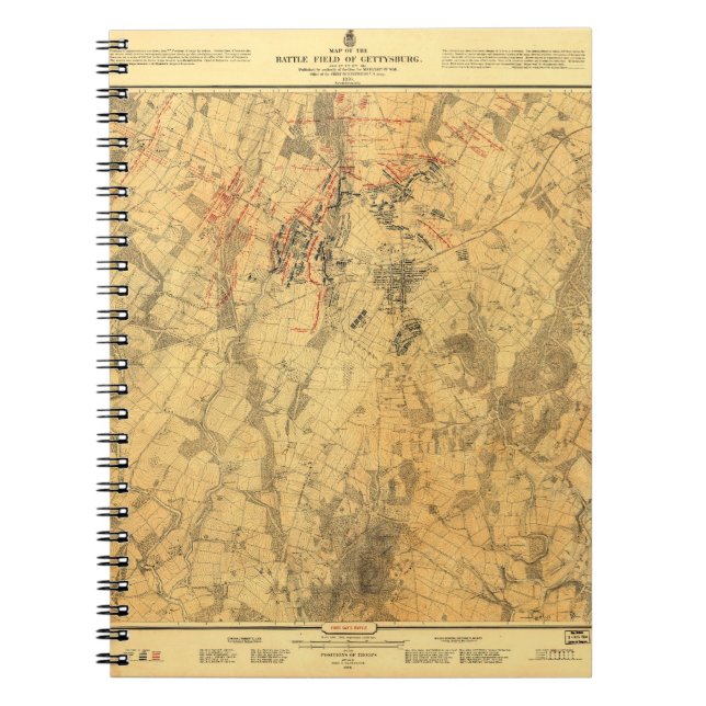Battlefield of Gettysburg Map by John Bachelder Notebook (Front)