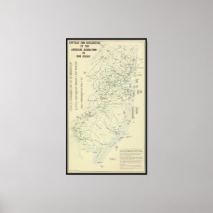 Battles of the Revolutionary War in New Jersey Map Canvas Print