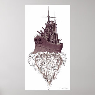 Battleship abstract graphic art poster design