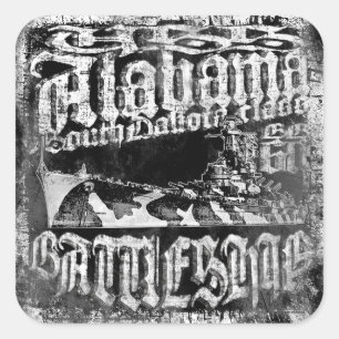 Battleship Alabama Square Stickers Sticker