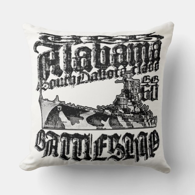Battleship Alabama Throw Pillow (Front)