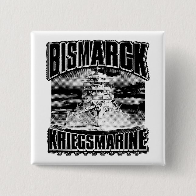 Battleship Bismarck 2 Inch Square Button (Front)