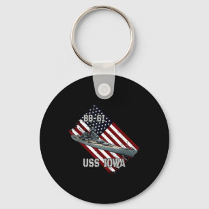 Battleship Uss Iowa & Combat Warship Bb-61 Vet Keychain