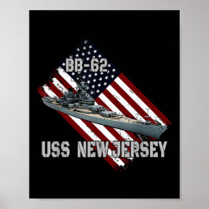Battleship Uss New Jersey Bb-62 & Combat Warsh Poster