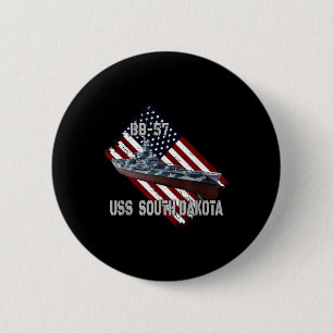 Battleship Uss South Dakota Bb-57 &amp; Combat War 2 Inch Round Button