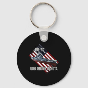 Battleship Uss South Dakota Bb-57 & Combat War Keychain