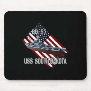 Battleship Uss South Dakota Bb-57 &amp; Combat War Mouse Pad