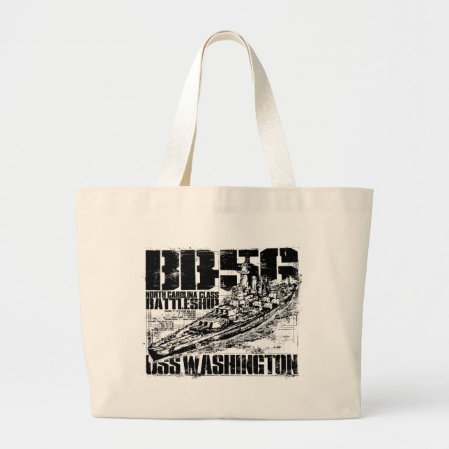 Battleship Washington Large Tote Bag (Front)