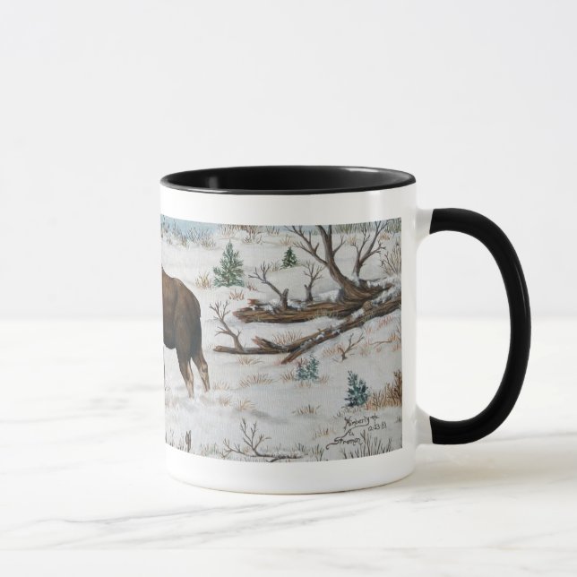 Battling Bull Moose Wildlife Art Scene Mug (Right)