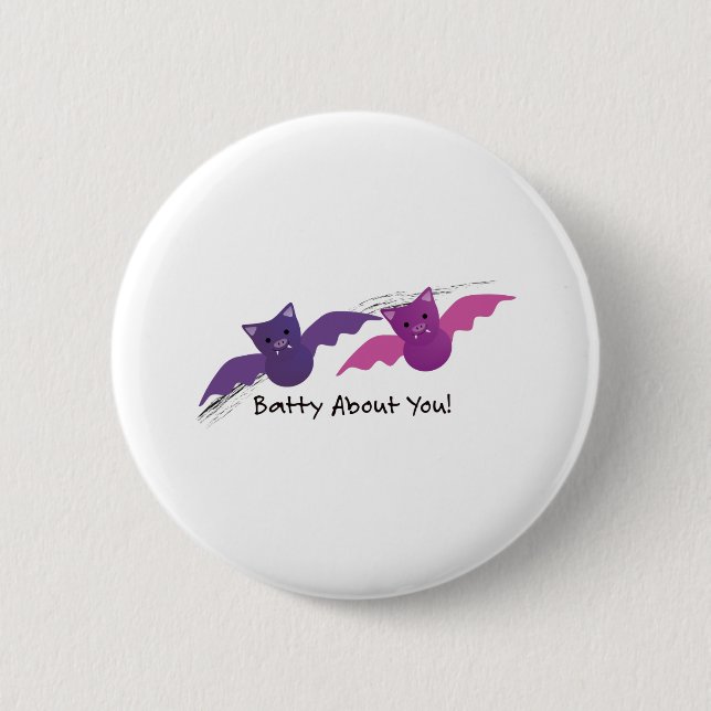 Batty About You Bats 2 Inch Round Button (Front)