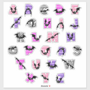 Batty Alphabet Stickers   Cute Bat Letter & Number