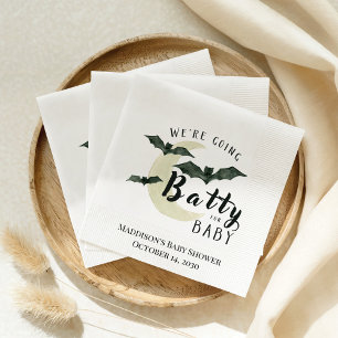 Batty for Baby Bat And Moon Halloween Baby Shower  Napkin