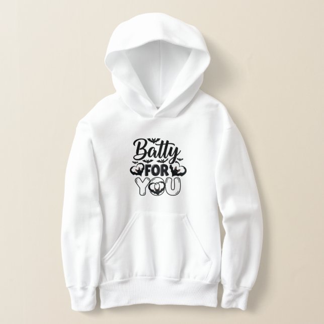 Batty For You Boys’ Hoodie – Halloween Sweatshirt (Laydown)
