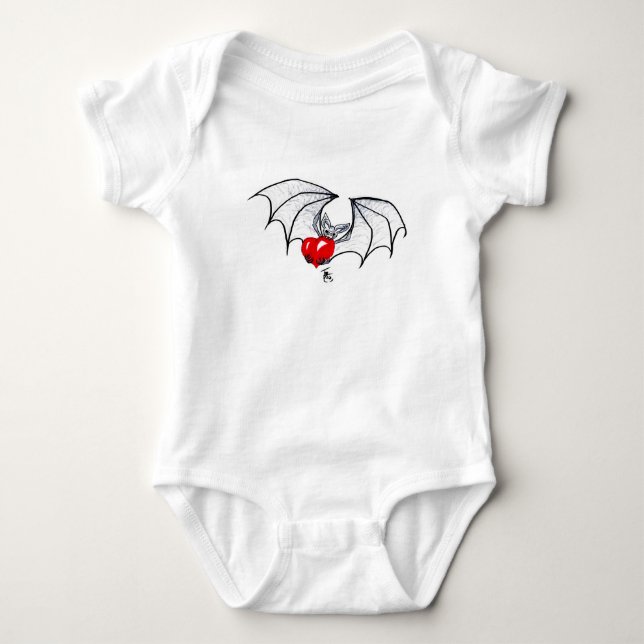 Batty Heart Baby Bodysuit (Front)
