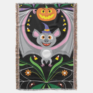 Batty Midnight Pumpkin Patch Throw Blanket