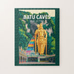 Batu Caves Malaysia Illustration Travel Art Retro Jigsaw Puzzle<br><div class="desc">Batu Caves retro vector travel design. Batu Caves,  located just outside Kuala Lumpur,  is a world-famous limestone hill featuring a series of Hindu cave temples and the towering golden statue of Lord Murugan.</div>