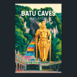 Batu Caves Malaysia Illustration Travel Art Retro Poster<br><div class="desc">Batu Caves retro vector travel design. Batu Caves, located just outside Kuala Lumpur, is a world-famous limestone hill featuring a series of Hindu cave temples and the towering golden statue of Lord Murugan.</div>