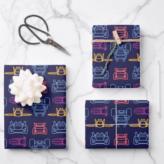 Batwheels™ Neon Outline Pattern Wrapping Paper Sheet (Front)