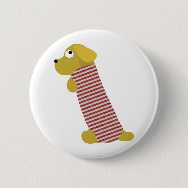 bau dog dressed 2 inch round button (Front)
