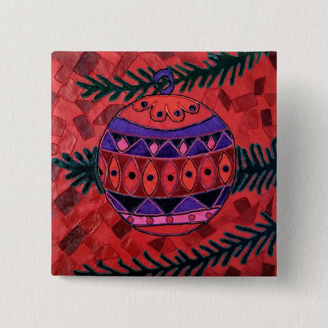 Bauble 2 Inch Square Button (Front)