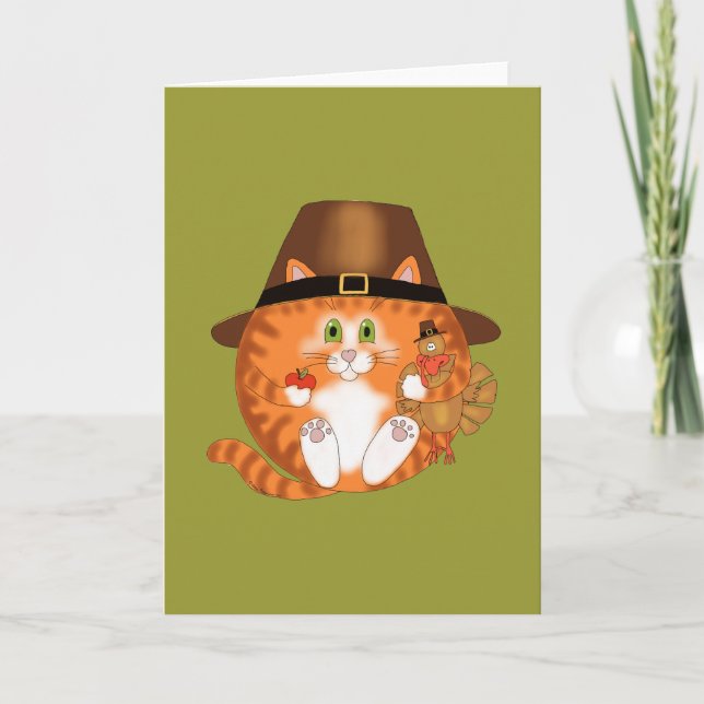 Bauble Cat Thanksgiving Holiday Card (Front)