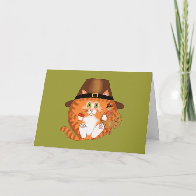 Bauble Cat Thanksgiving Holiday Card (Front)