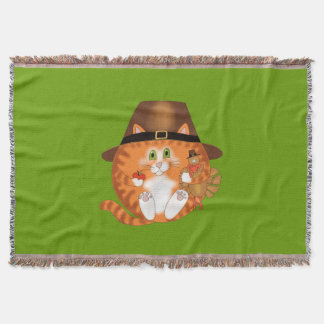 Bauble Cat Thanksgiving Throw Blanket