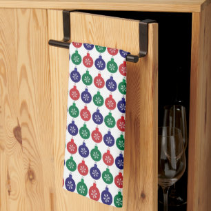 Bauble Pattern Colourful Christmas Kitchen Towel