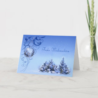 Baubles and snowy pine trees German Christmas Holiday Card