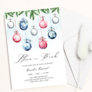 Baubles Festive Christmas Tree Baby Gender Reveal Invitation