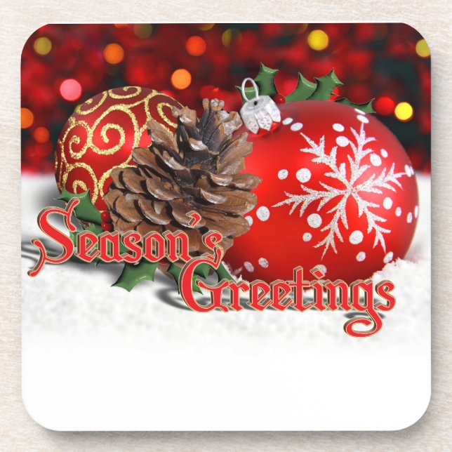Baubles & Pine Cones Coaster (Front)