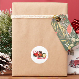 Baubles & Pine Cones - Feliz Navidad Classic Round Sticker