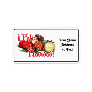 Baubles & Pine Cones - Feliz Navidad Label