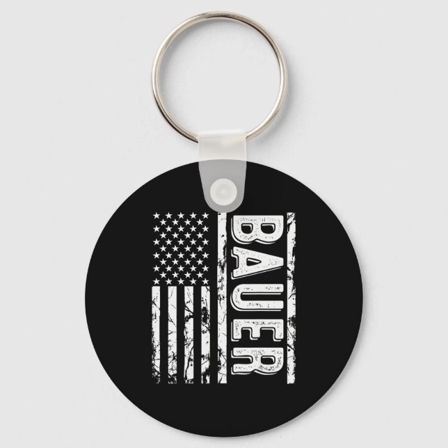 Bauer Last Name Funny Surname Team Bauer Family Re Keychain (Front)