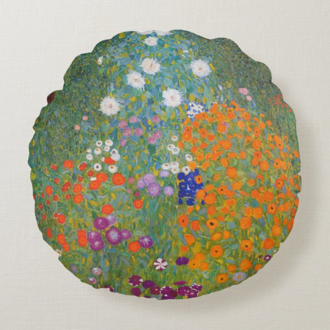 Bauerngarten - Gustav Klimt Round Pillow (Front)