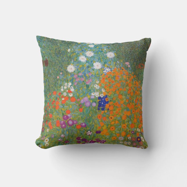 Bauerngarten - Gustav Klimt Throw Pillow (Front)