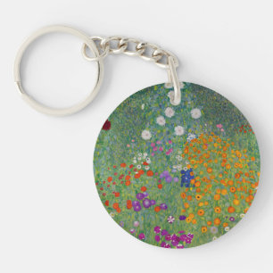 Bauerngarten, Oil Painting, Gustav Klimt Keychain