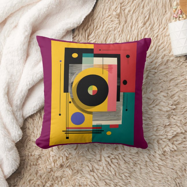 Bauhaus Abstract Geometric Throw Pillow Retro  (Blanket)